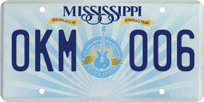 MS license plate OKM006