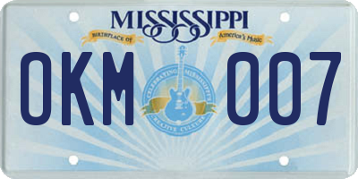 MS license plate OKM007