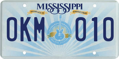 MS license plate OKM010