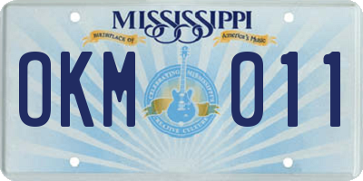 MS license plate OKM011