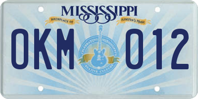 MS license plate OKM012