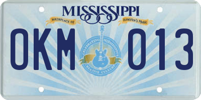MS license plate OKM013