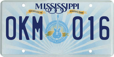 MS license plate OKM016