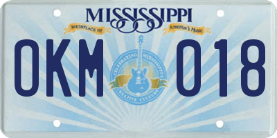 MS license plate OKM018