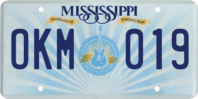 MS license plate OKM019