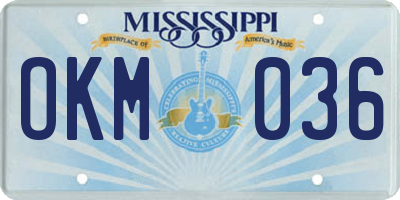 MS license plate OKM036