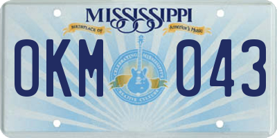 MS license plate OKM043