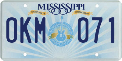MS license plate OKM071