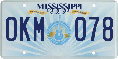 MS license plate OKM078