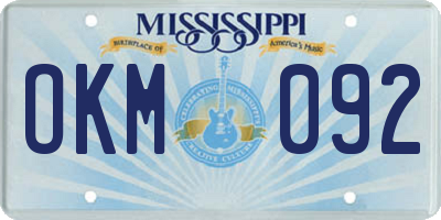MS license plate OKM092