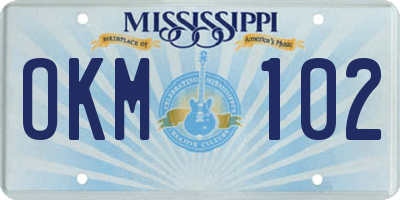 MS license plate OKM102