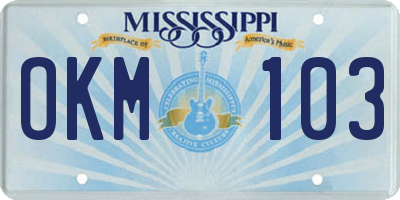 MS license plate OKM103