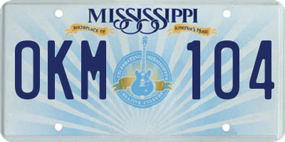 MS license plate OKM104