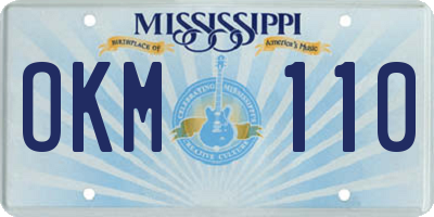 MS license plate OKM110