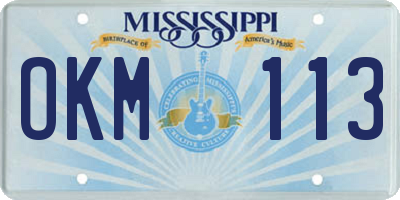 MS license plate OKM113