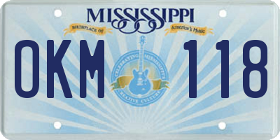 MS license plate OKM118