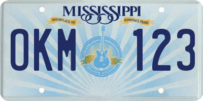MS license plate OKM123