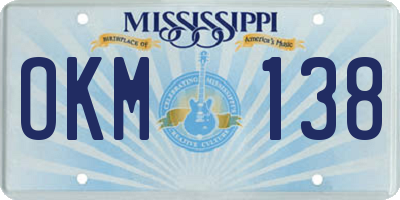 MS license plate OKM138