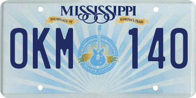 MS license plate OKM140
