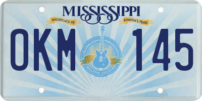 MS license plate OKM145