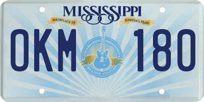MS license plate OKM180