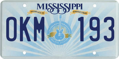 MS license plate OKM193