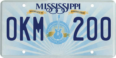 MS license plate OKM200