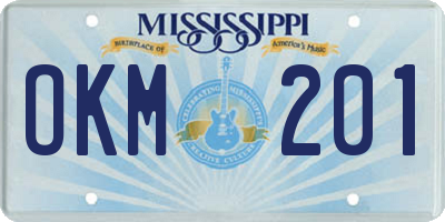 MS license plate OKM201
