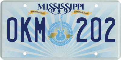 MS license plate OKM202
