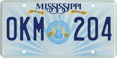 MS license plate OKM204