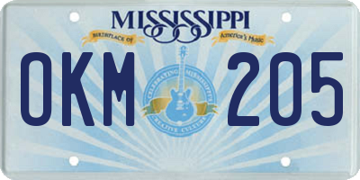 MS license plate OKM205