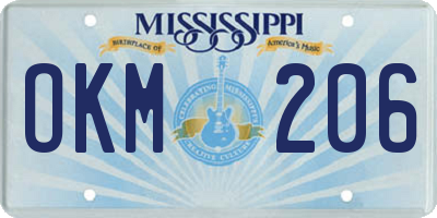 MS license plate OKM206