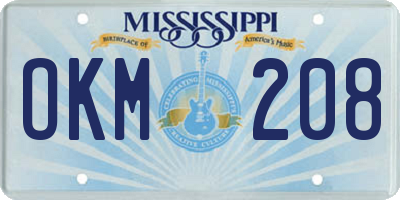 MS license plate OKM208