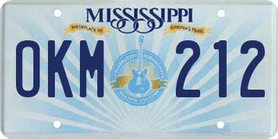 MS license plate OKM212