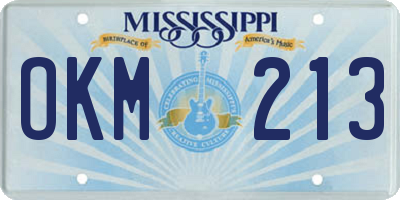 MS license plate OKM213