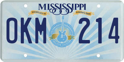 MS license plate OKM214