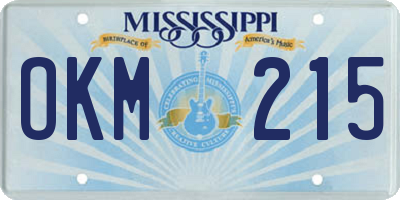 MS license plate OKM215