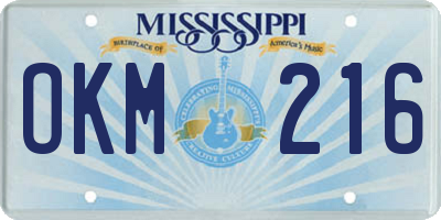 MS license plate OKM216
