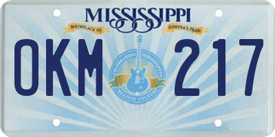 MS license plate OKM217