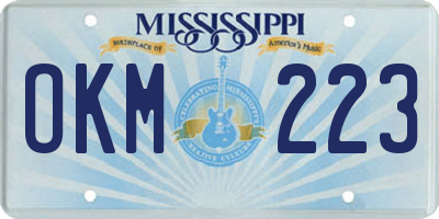 MS license plate OKM223