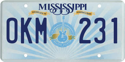 MS license plate OKM231
