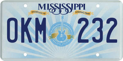 MS license plate OKM232