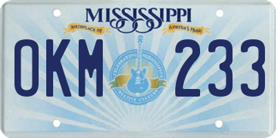 MS license plate OKM233