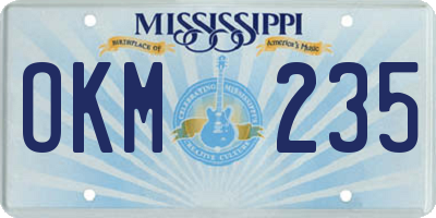 MS license plate OKM235