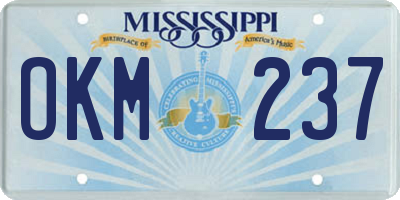MS license plate OKM237