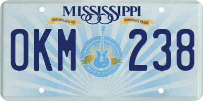 MS license plate OKM238