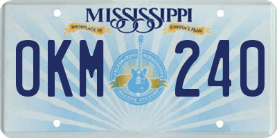 MS license plate OKM240