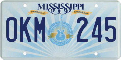 MS license plate OKM245