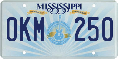 MS license plate OKM250