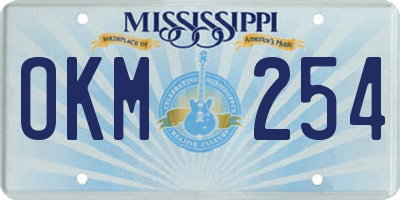 MS license plate OKM254